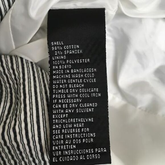 Kasper Womens Suit Blazer Black White Stripe Stretch Pocket Short Notch Lapel 10 - Picture 5 of 6